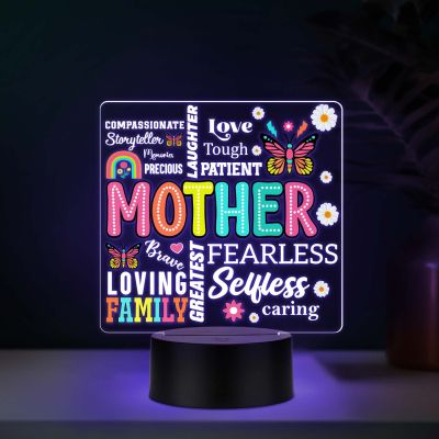 Inspirational Quote UV Print Auto Color Changing LED Lamp for Mom   Acrylic Light